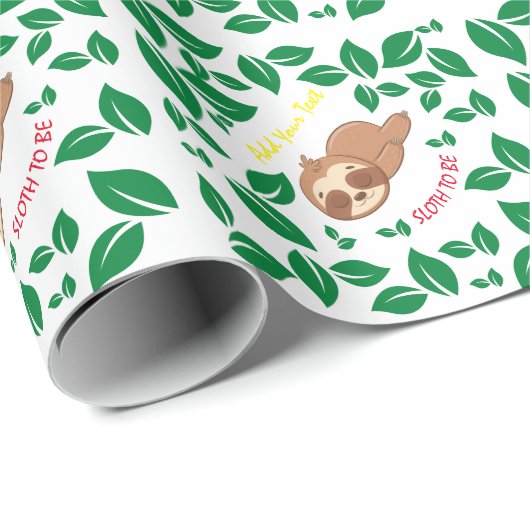 Sleuf om | Funny Sloth botanical leaves Pattern Cadeaupapier (Rol Hoek)
