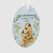 Sleuf onze eerste kerst als familie van 3 ornament (voorkant)