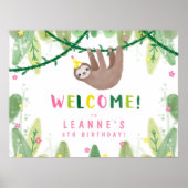 Sleuf op feestdag in roze & gele welkomstteken poster (Voorkant)