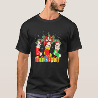 Sleuf op sokst kerstlicht grappige kerstman t-shirt