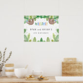 Sleuf tweedaagse verjaardag Partij in Blauw Welkom Poster (Keuken)