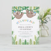 Sleuf TWIN BOYS Birthday Party in Blue and White Kaart (Staand voorkant)