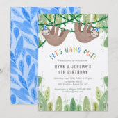 Sleuf TWIN BOYS Birthday Party in Blue and White Kaart (Voorkant / Achterkant)