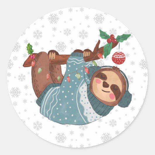 Sleuf voor fijne kerst en snowflakes ronde sticker (Voorkant)