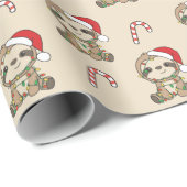 Sleuf voor kerstwinterdieren Sloths Wrapping Pap Cadeaupapier (Rol Hoek)