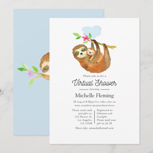 Sleuf voor Waterverf, thema virtueel Baby shower Kaart (Voorkant / Achterkant)