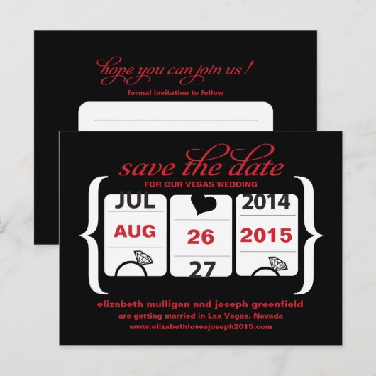 Sleufmachine Trouwdatum - Bruiloft Aankondigingskaart (Voorkant / Achterkant)