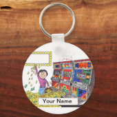 Sleufmachine - Vrouw Cartoon op afdrukPerfectie Sleutelhanger (Voorkant)