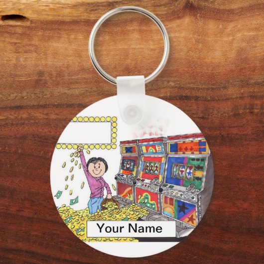 Sleufmachine - Vrouw Cartoon op afdrukPerfectie Sleutelhanger (Voorkant)