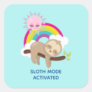 Sleufmodus geactiveerd Funny Illustratie Vierkante Sticker