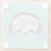 Sleufportret | Hoofdtelefoons dragen Glazen Onderzetter (Achterkant)