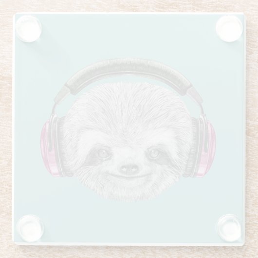 Sleufportret | Hoofdtelefoons dragen Glazen Onderzetter (Achterkant)