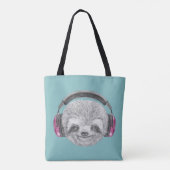 Sleufportret | Hoofdtelefoons dragen Tote Bag (Achterkant)