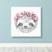 Sleufportret | Kop van Floral Canvas Afdruk (Insitu (Houten vloer))