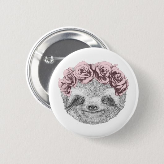 Sleufportret | Kop van Floral Ronde Button 5,7 Cm (Voorkant /achterkant)