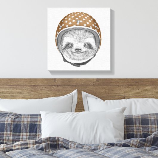 Sleufportret | Motorfiethelm Canvas Afdruk (Insitu (Slaapkamer))