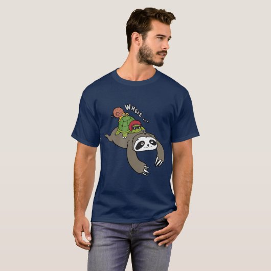 Sleufschildpad en slak T Piggyback nemen het langz T-shirt (Voorkant volledig)