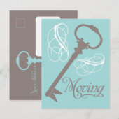  sleutel bewegende Briefkaarten Blauwgroen (Voorkant / Achterkant)