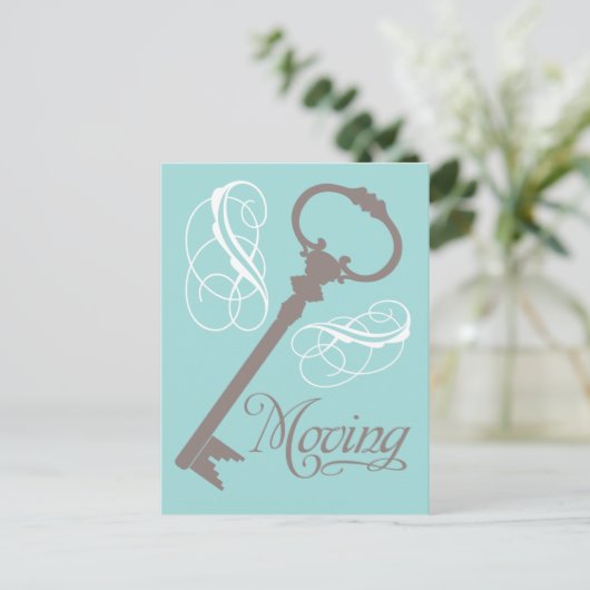  sleutel bewegende Briefkaarten Blauwgroen (Staand voorkant)