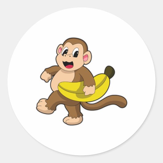 Sleutel bij het runnen met bananen ronde sticker (Voorkant)