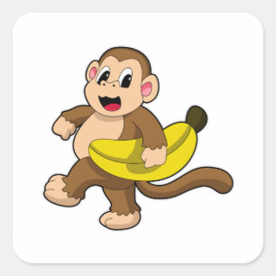 Sleutel bij het runnen met bananen vierkante sticker