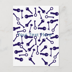 Sleutel Blauw Patroon Product Briefkaart
