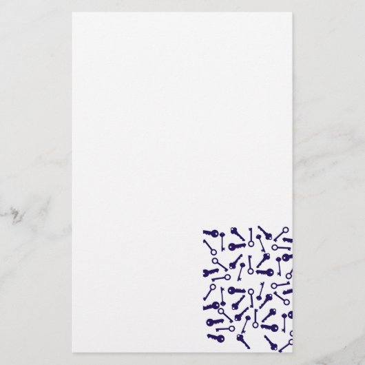 Sleutel Blauw Patroon Product Briefpapier (Voorkant)