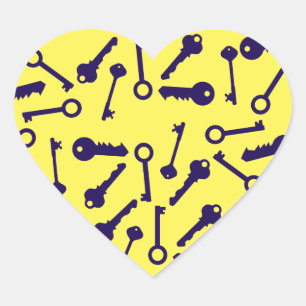 Sleutel Blauw Patroon Product Hart Sticker