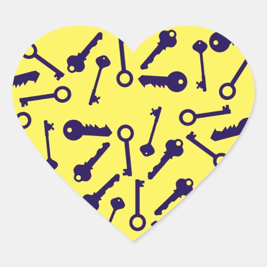 Sleutel Blauw Patroon Product Hart Sticker (Voorkant)