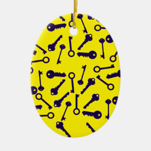 Sleutel Blauw Patroon Product Keramisch Ornament