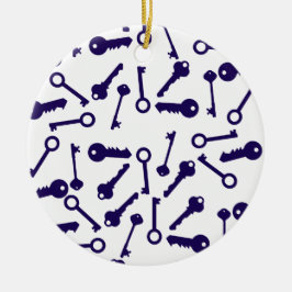 Sleutel Blauw Patroon Product Keramisch Ornament