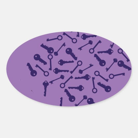 Sleutel Blauw Patroon Product Ovale Sticker (Voorkant)