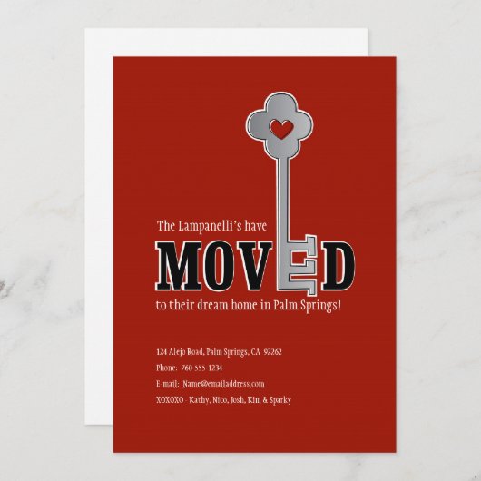 Sleutel en het Hart, de Rode Moving Aankondiging (Voorkant / Achterkant)