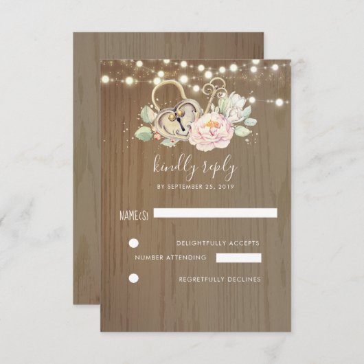 Sleutel en Love Lock Trouw RSVP (Voorkant / Achterkant)