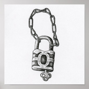 sleutel en vergrendelingsillustratie poster