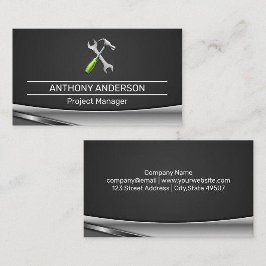 Sleutel Hamer Gereedschap | Timmerman Visitekaartje (Voorkant / Achterkant)
