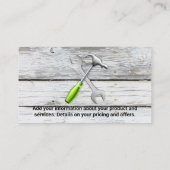 Sleutel | Hamer | Hout | Timmerman Visitekaartje (Achterkant)