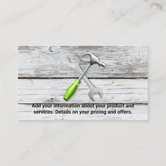 Sleutel | Hamer | Hout | Timmerman Visitekaartje (Achterkant)