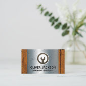 Sleutel Icoon | Metaal en Oud Hout Visitekaartje (Staand voorkant)