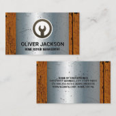 Sleutel Icoon | Metaal en Oud Hout Visitekaartje (Voorkant / Achterkant)