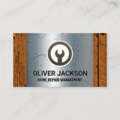 Sleutel Icoon | Metaal en Oud Hout Visitekaartje (Voorkant)