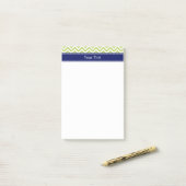 Sleutel Lime SLg Chevron Navy Naam Monogram Post-it® Notes (Op bureau)