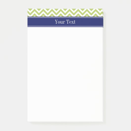 Sleutel Lime SLg Chevron Navy Naam Monogram Post-it® Notes (Voorkant)
