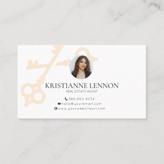 Sleutel Logo Modern onroerend goed of huuragent Visitekaartje (Voorkant)