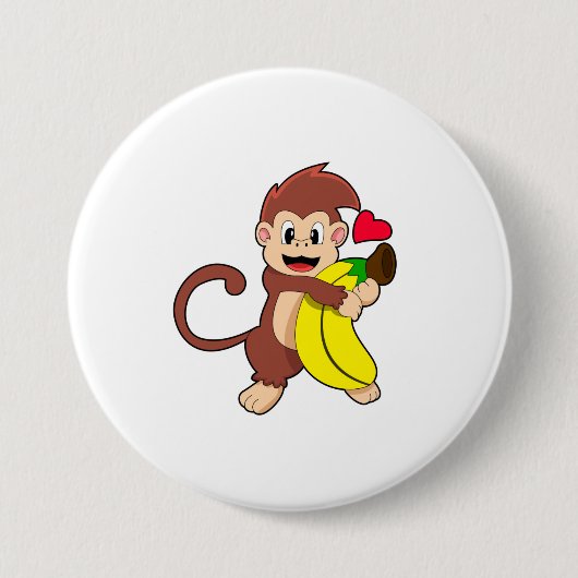 Sleutel met Banana Ronde Button 7,6 Cm (Voorkant)
