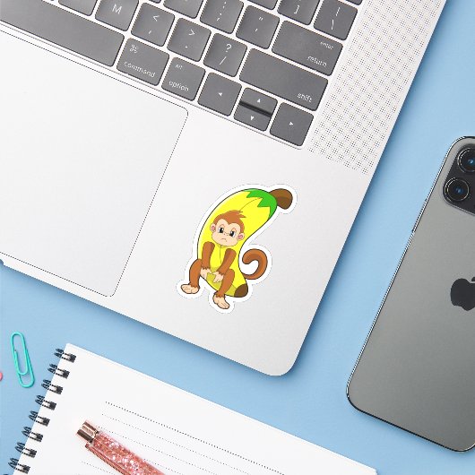Sleutel met Banana Sticker (Laptop met iPhone)