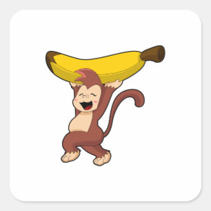 Sleutel met Banana Vierkante Sticker