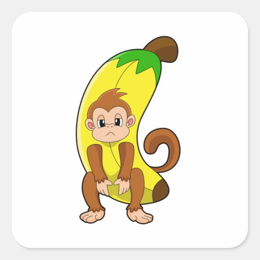 Sleutel met Banana Vierkante Sticker (Voorkant)