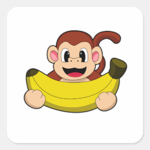 Sleutel met Banana Vierkante Sticker