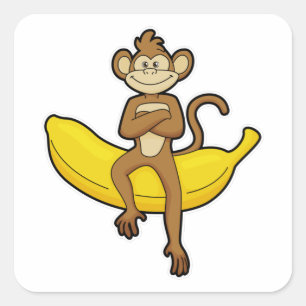 Sleutel met Banana Vierkante Sticker